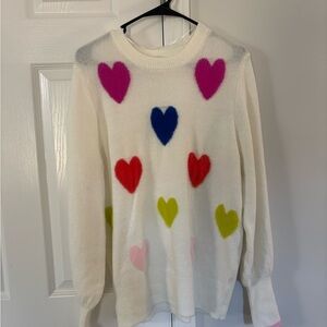 crown & ivy Multicolor Heart Sweater